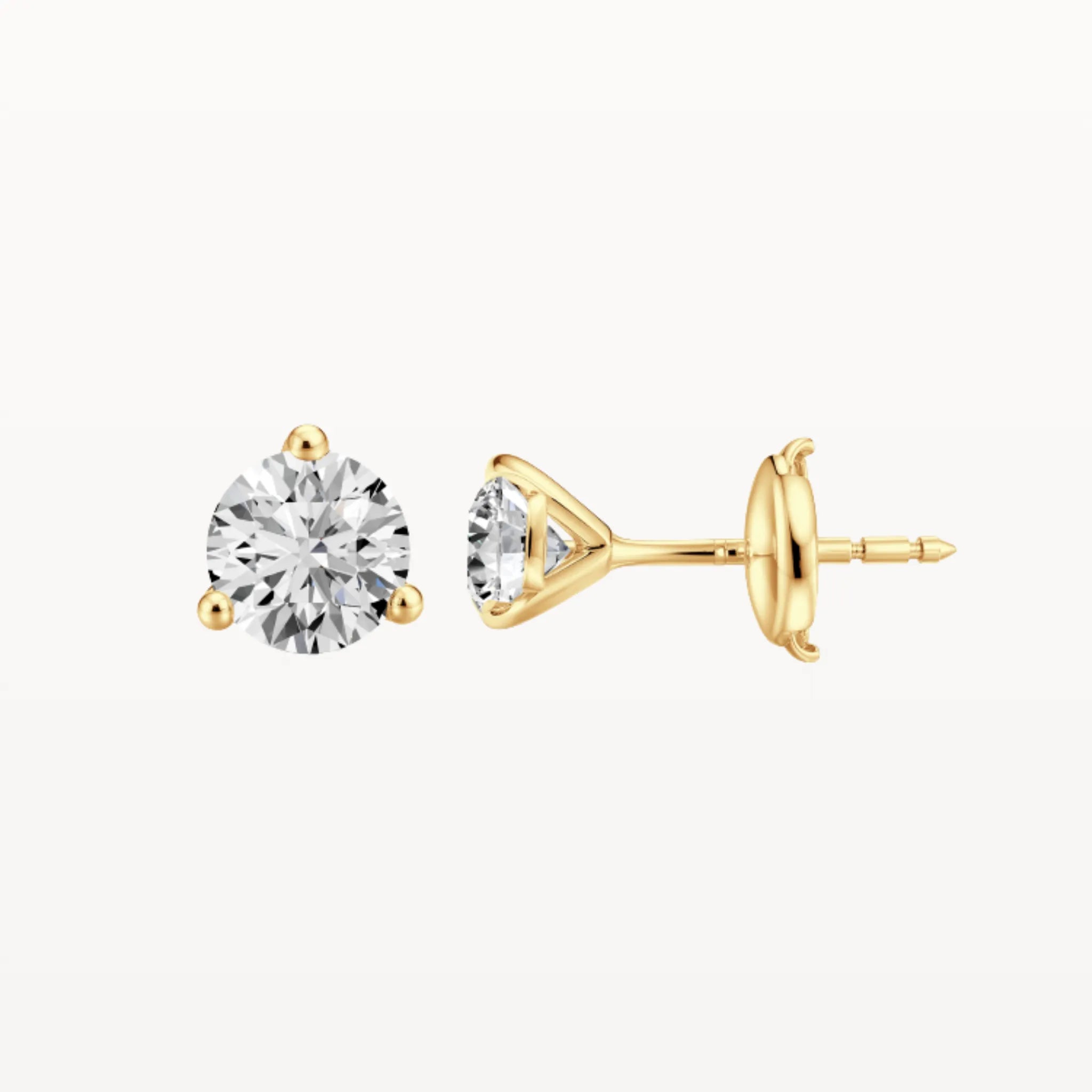 Three Claw Diamond Studs - Natural Diamond