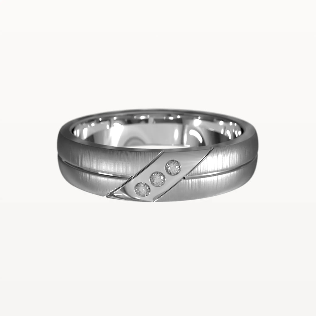 Three Diamond Brushed Channel Ring - Eden & Co