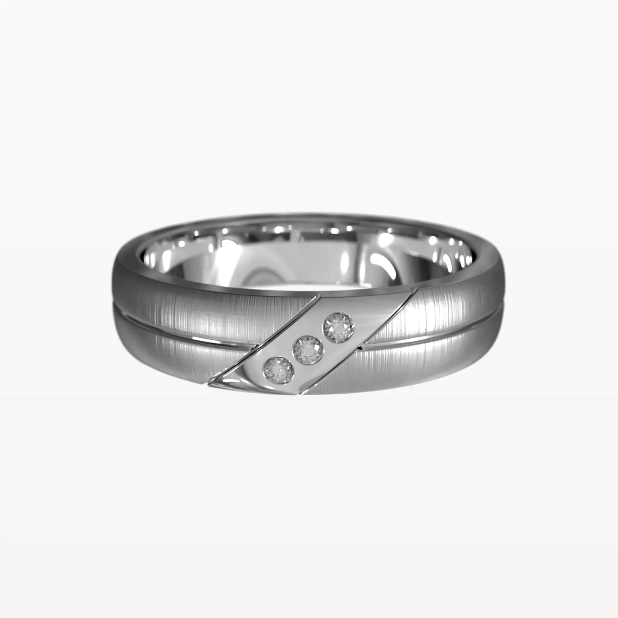 Three Diamond Brushed Channel Ring - Eden & Co