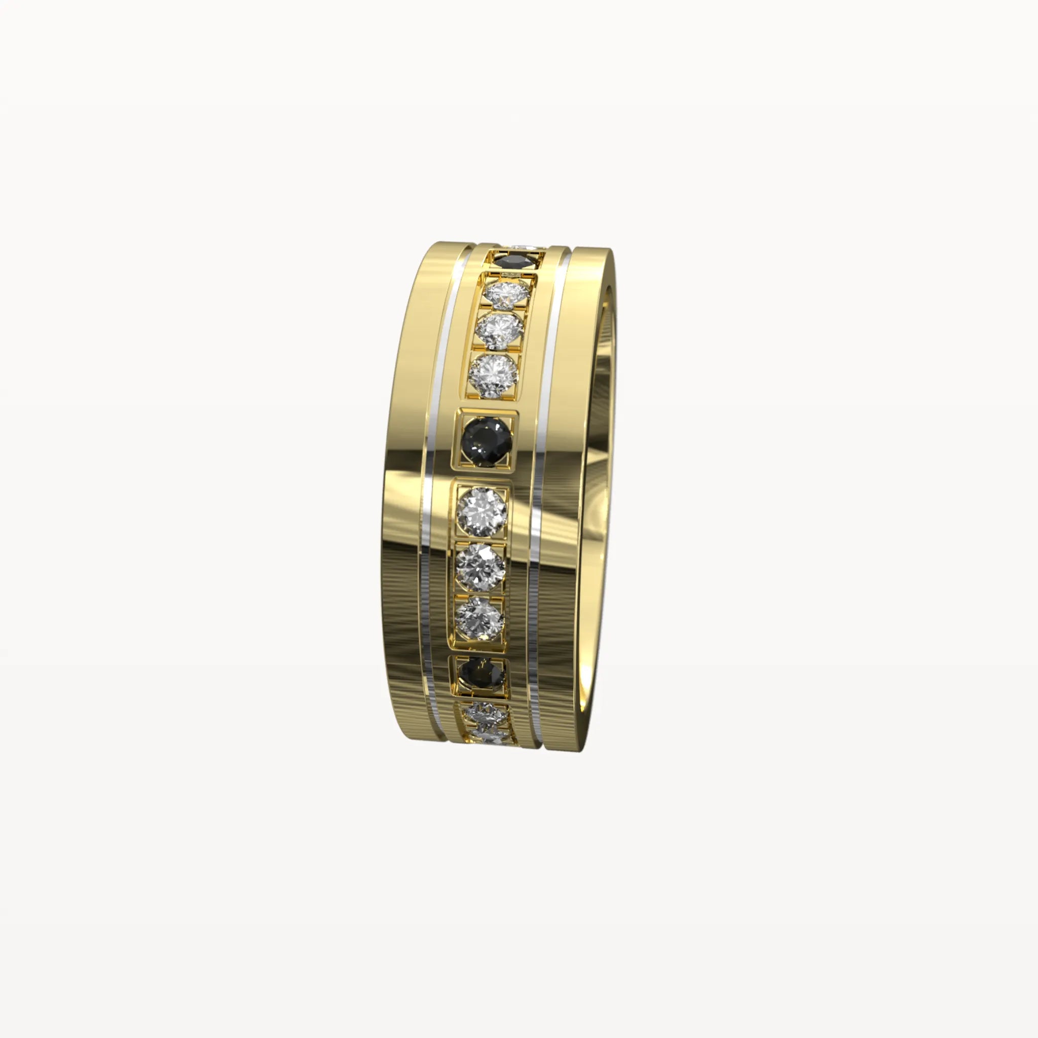 Polished Edge Contrast Diamond Band