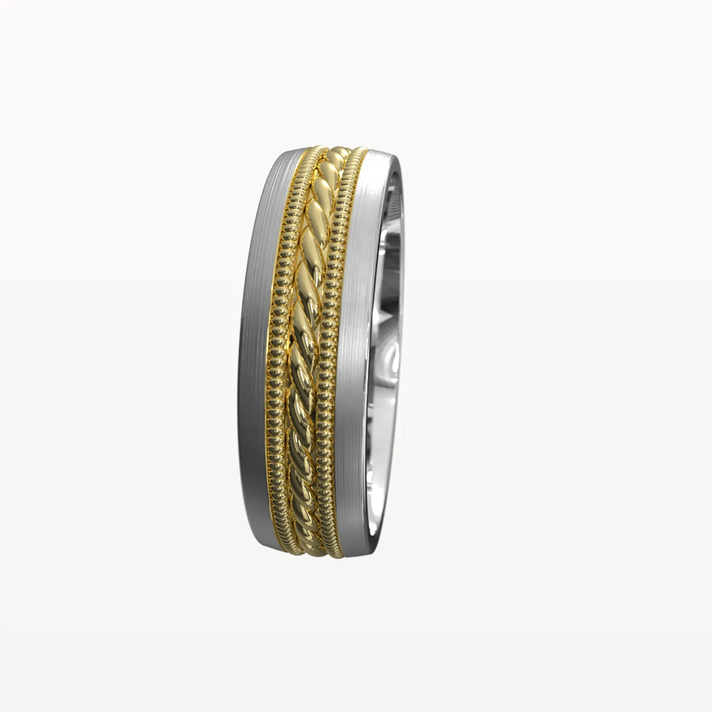 Dual Channel Milgrain Rope Patterned Band