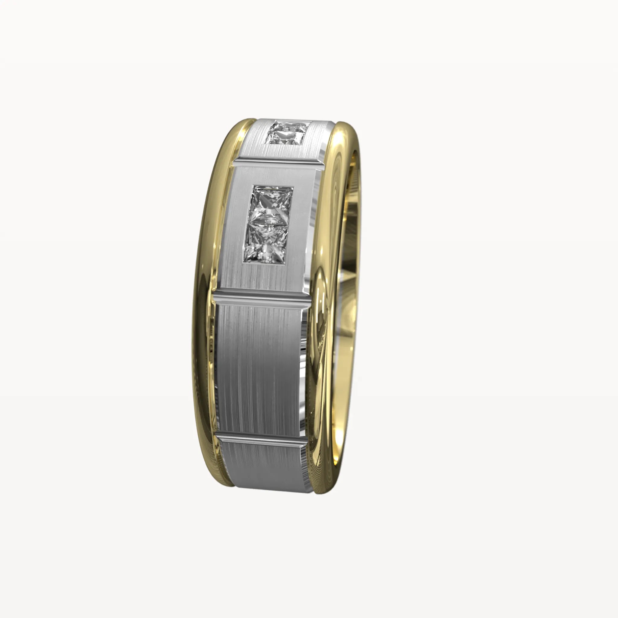 Half Round Princess Cut Trio Diamond Band