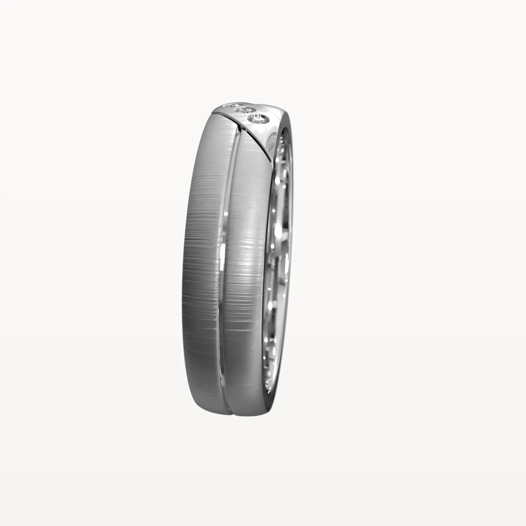 Three Diamond Brushed Channel Ring