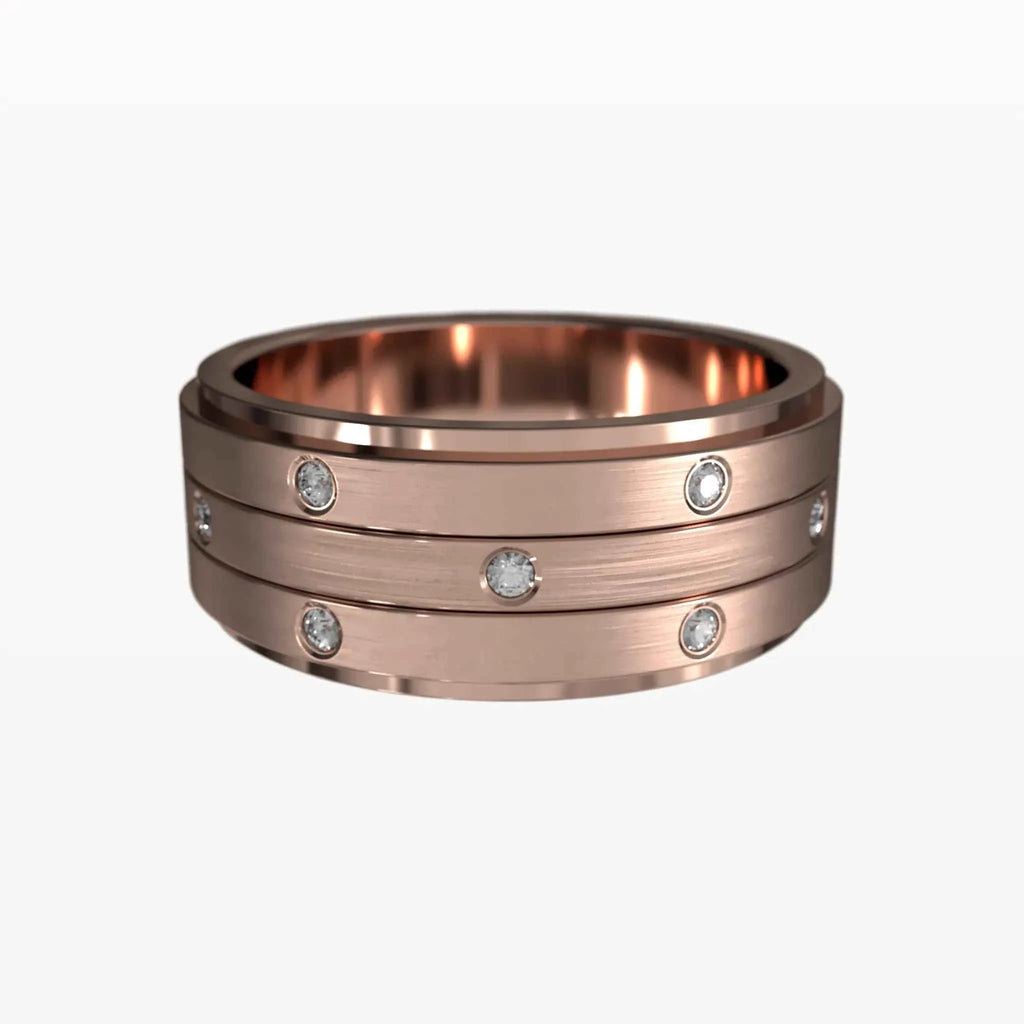 Three Tier Brushed Diamond Band