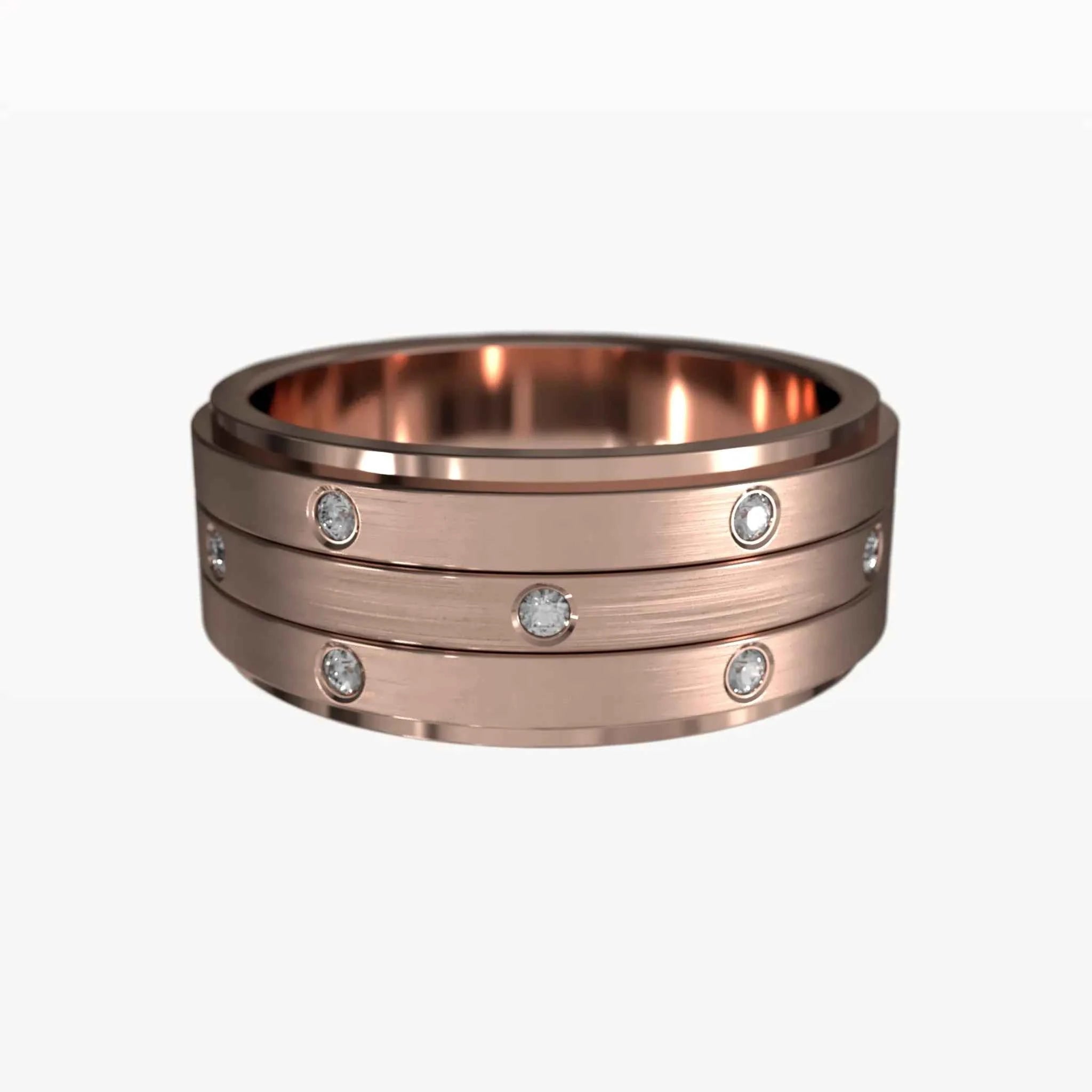 Three Tier Brushed Diamond Band