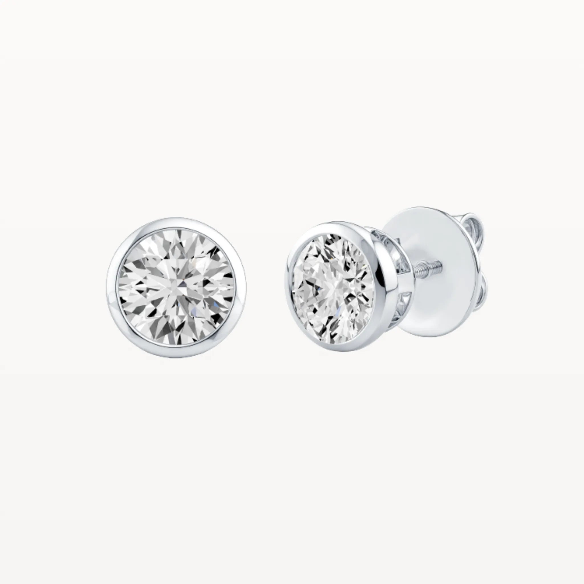 Bezel Diamond Studs - Lab Diamond