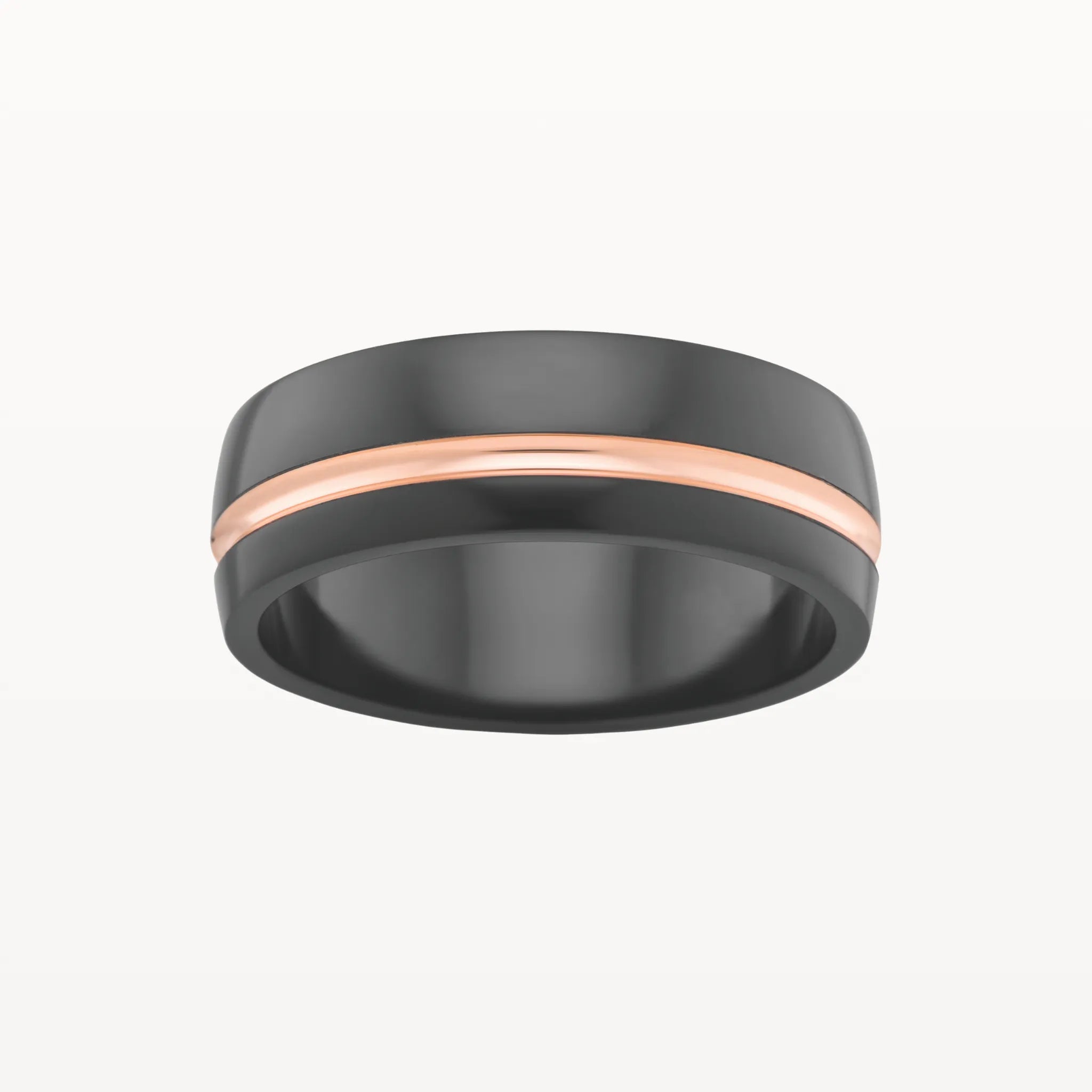 Black Zirconium and Rose Gold Groove Band