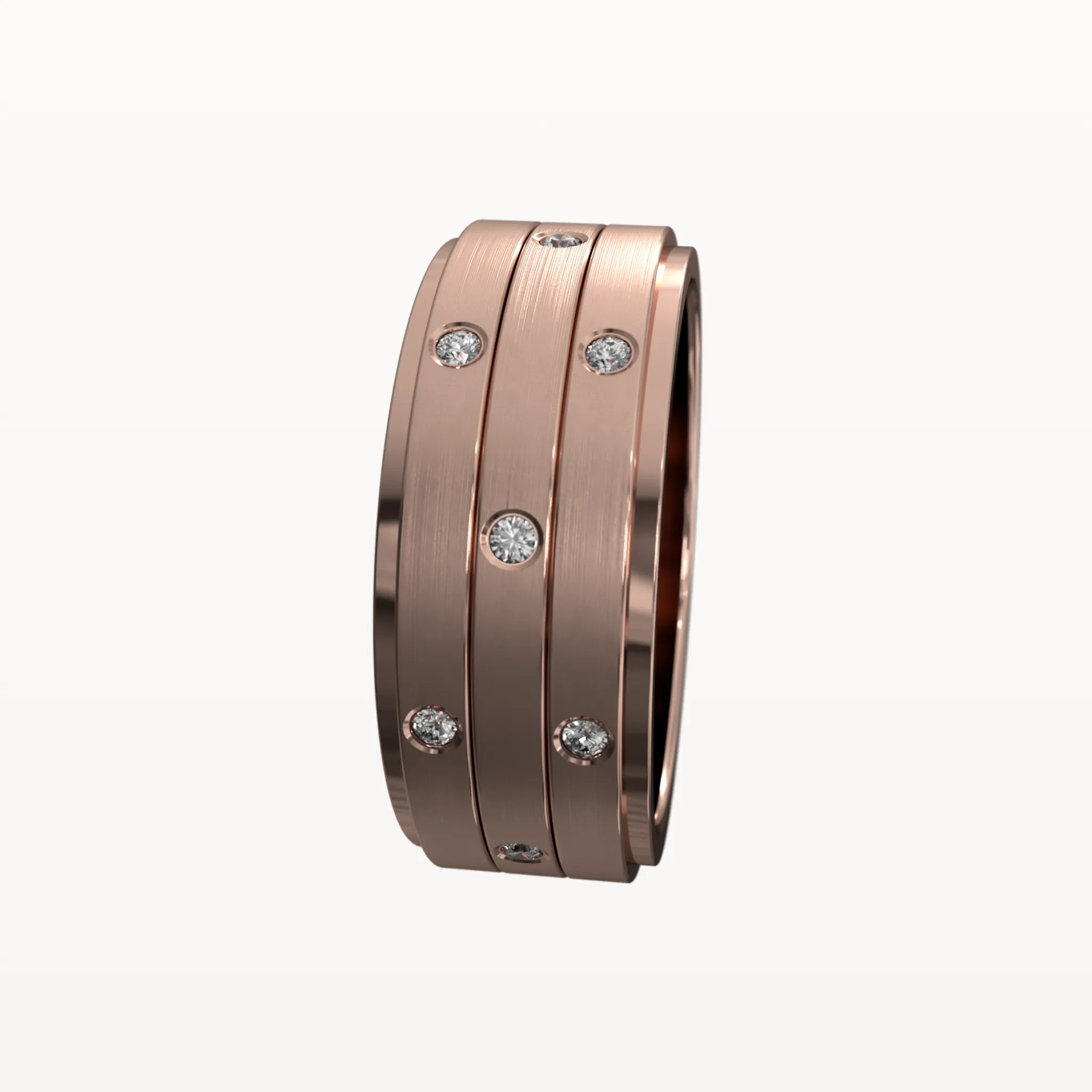 Three Tier Brushed Diamond Band