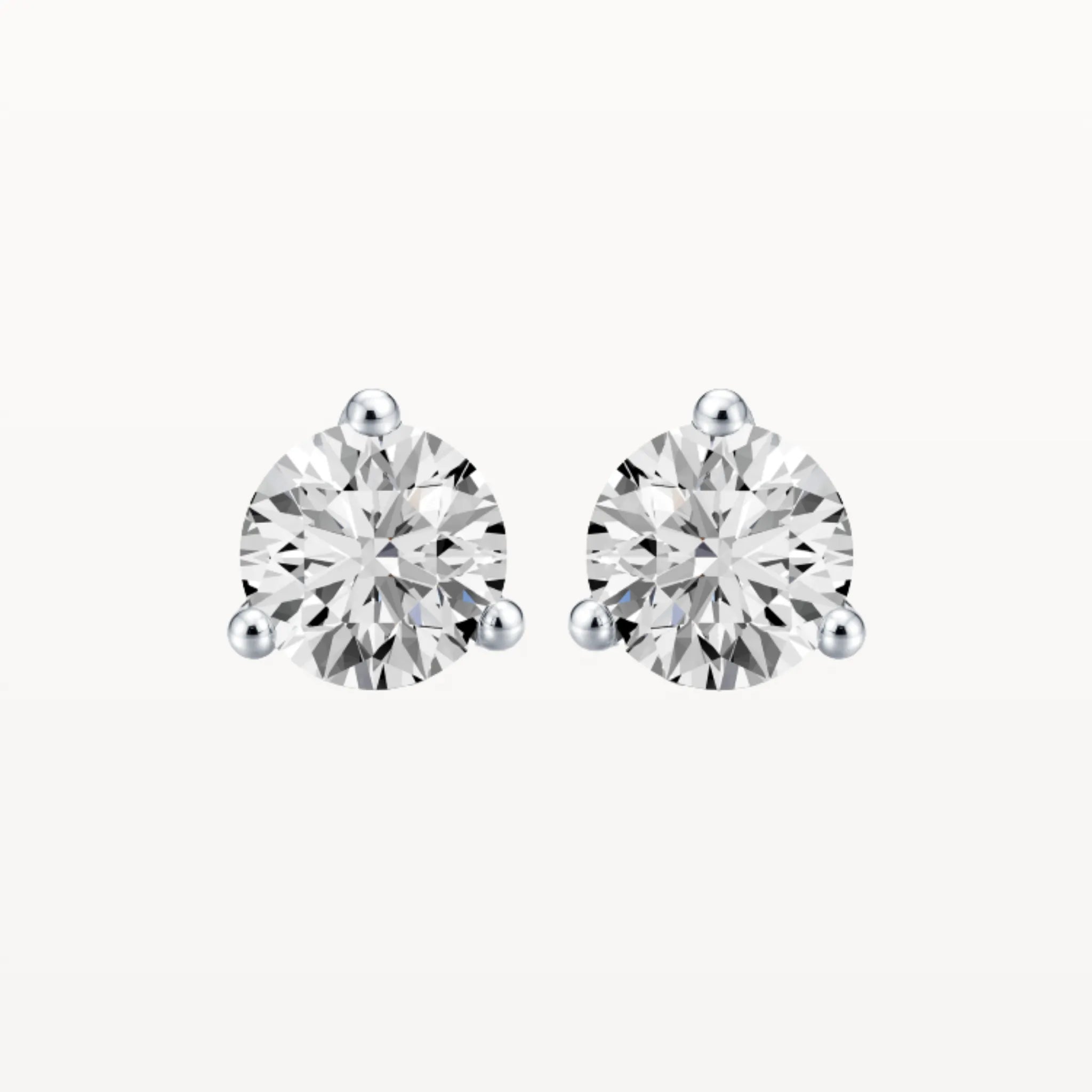 Three Claw Diamond Studs - Natural Diamond