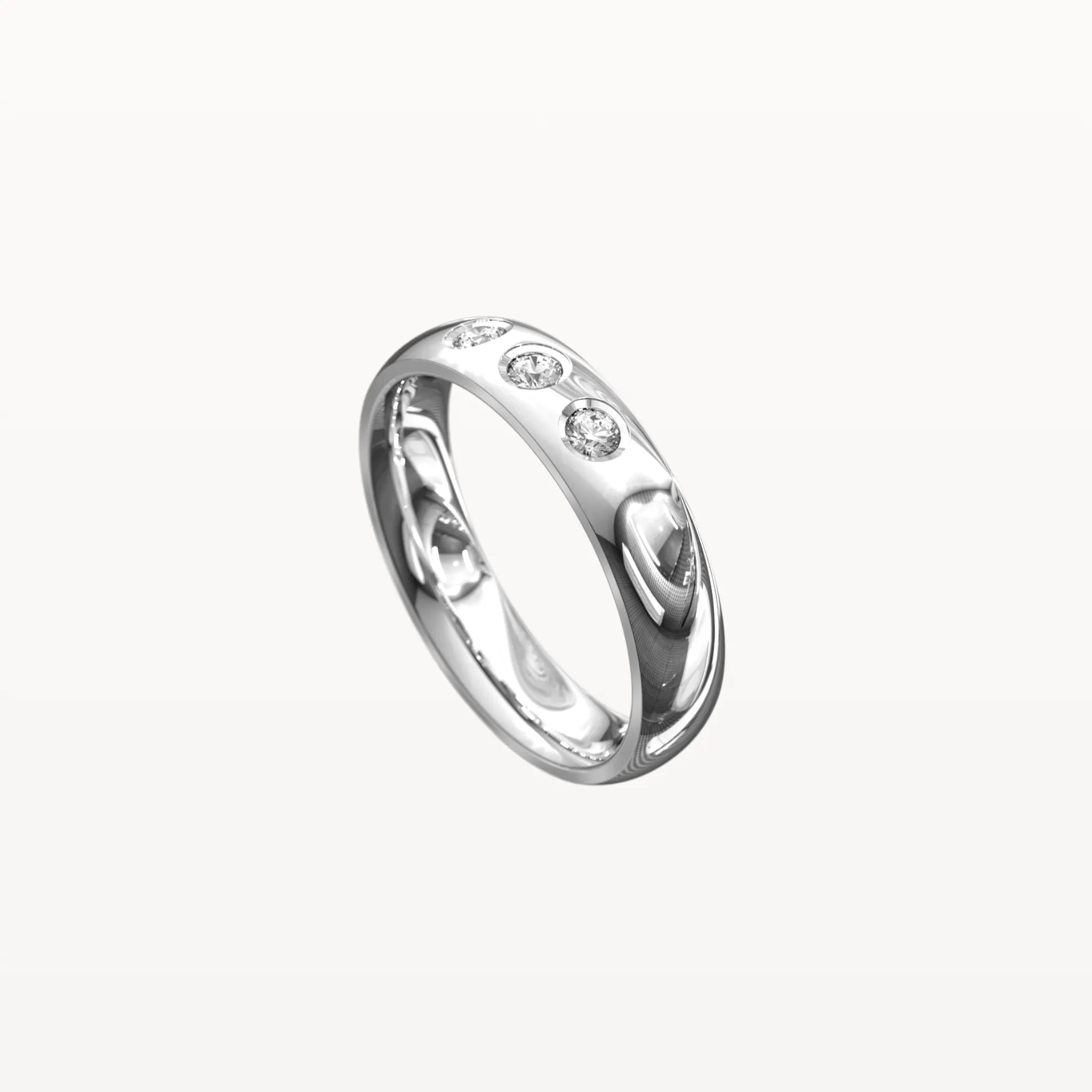 Half Round Trio Flush Set Diamond Band