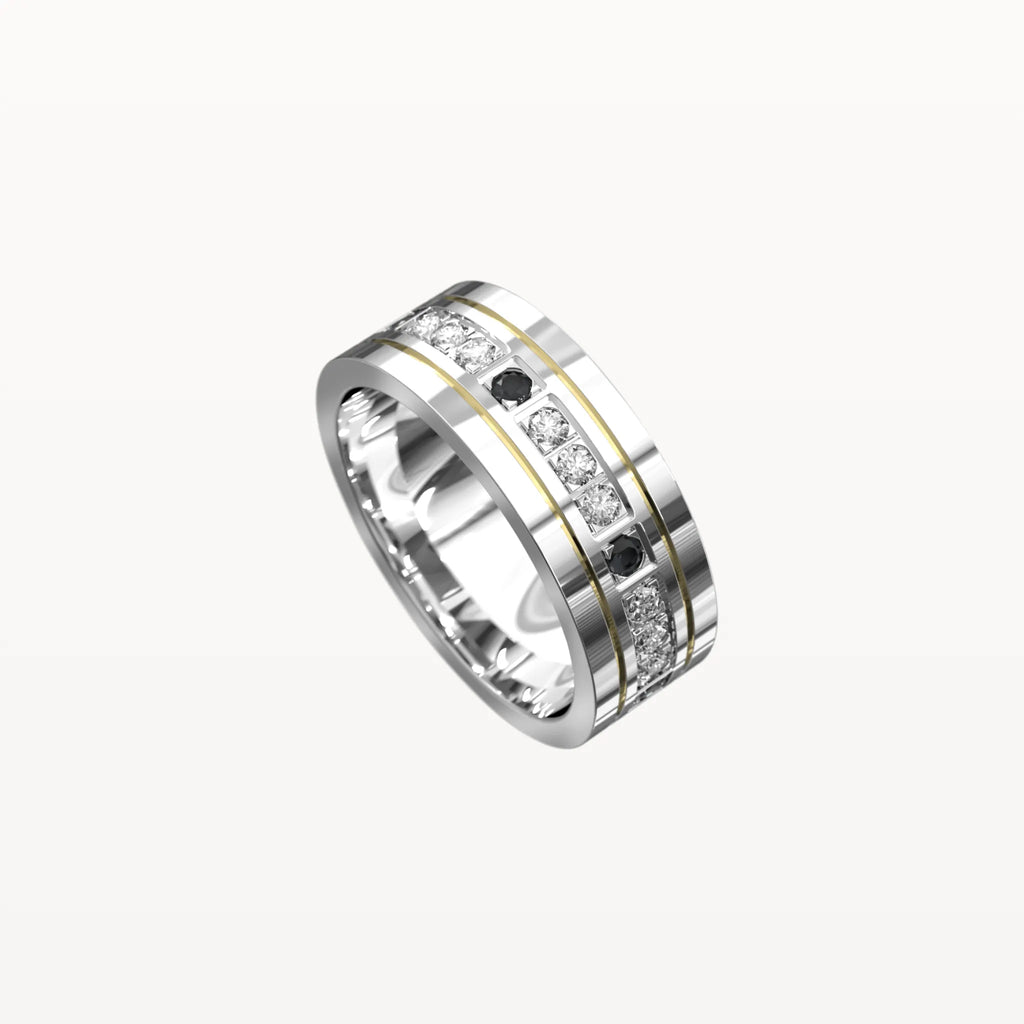 Polished Edge Contrast Diamond Band - Eden & Co