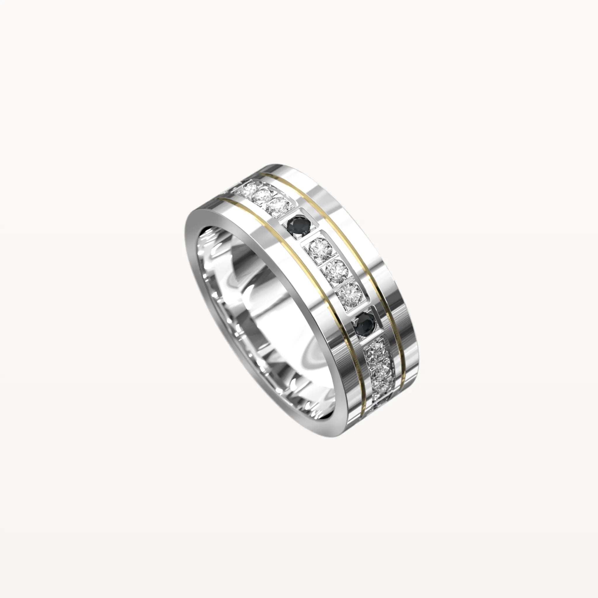 Polished Edge Contrast Diamond Band - Eden & Co