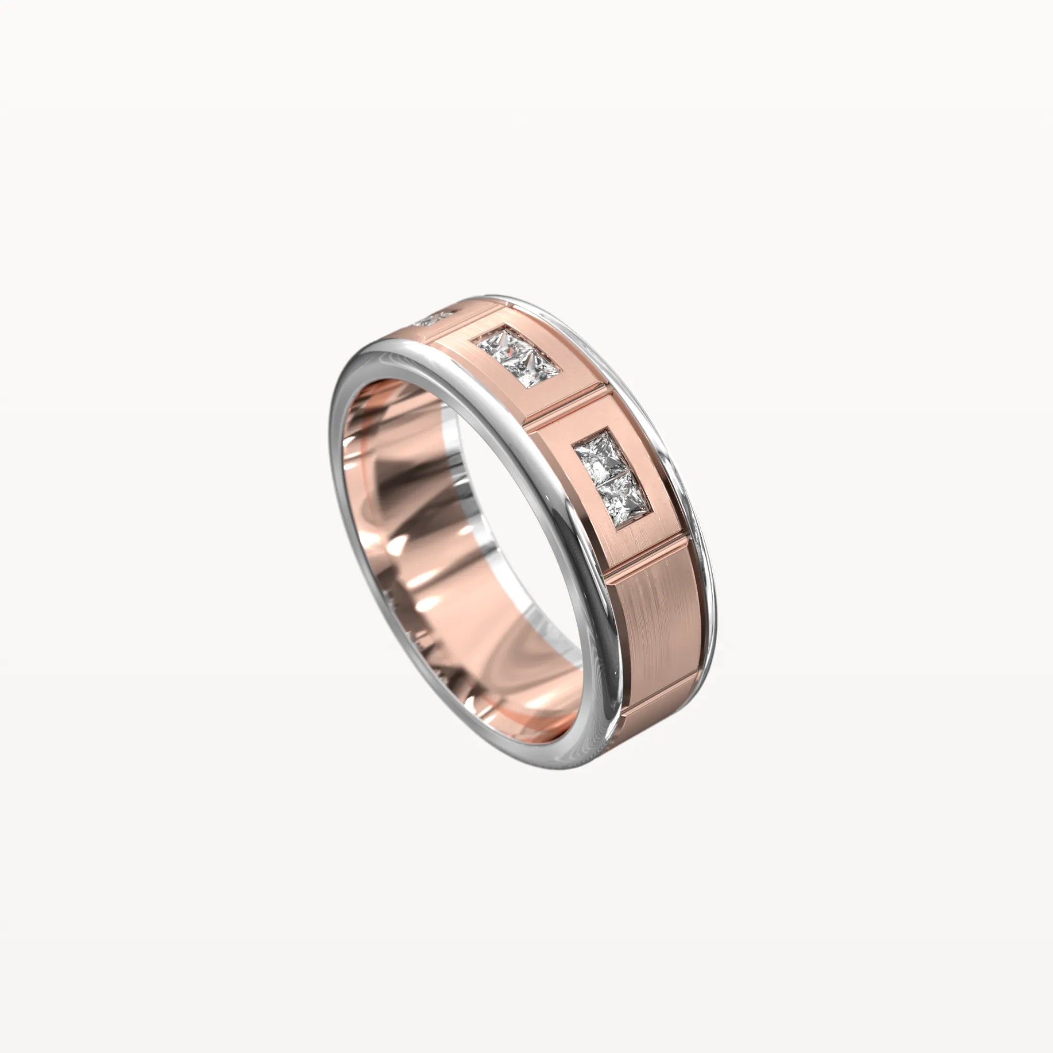 Half Round Princess Cut Trio Diamond Band