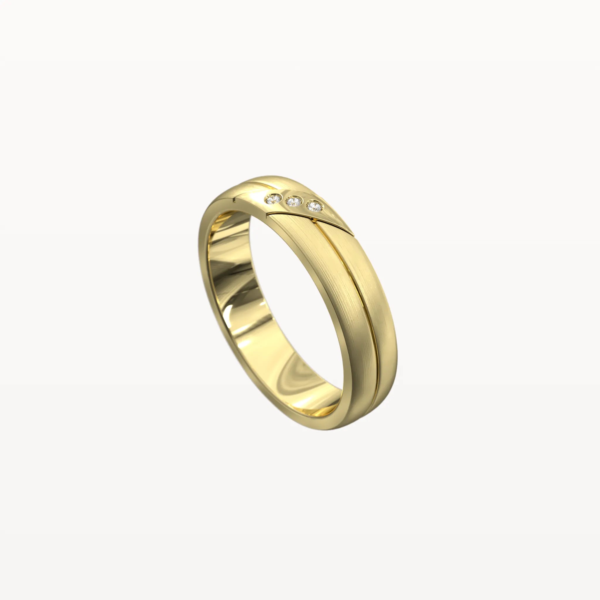 Three Diamond Brushed Channel Ring