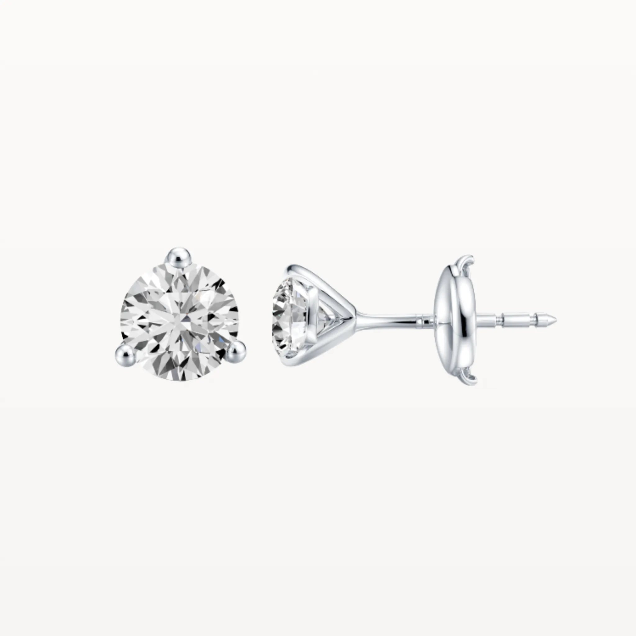 Three Claw Diamond Studs - Lab Diamond