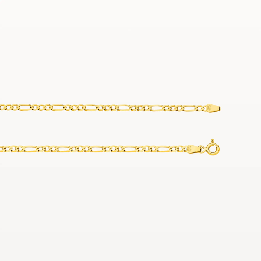 Flat Diamond Cut Figaro Chain 1+3 (2.4mm) - Eden & Co