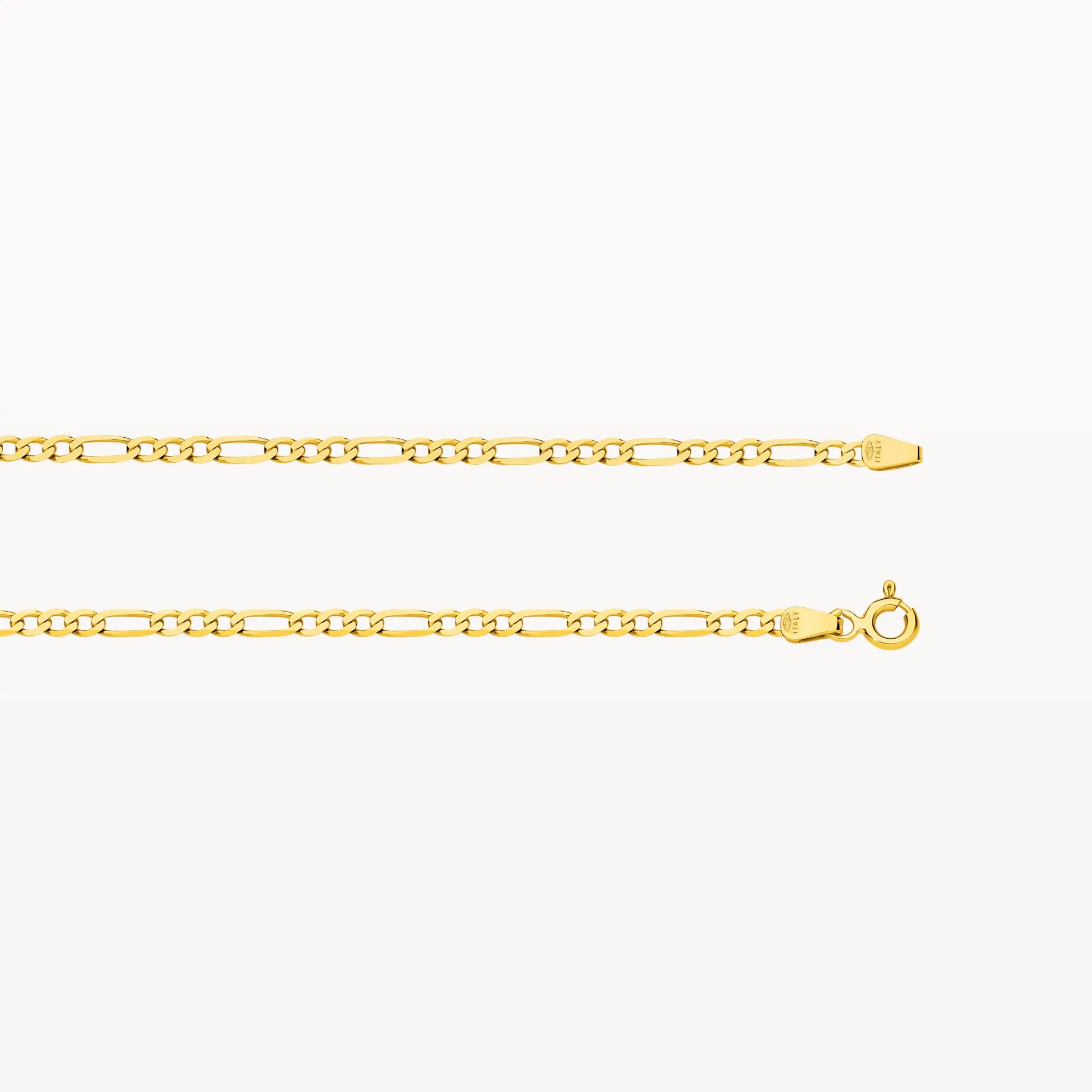 Flat Diamond Cut Figaro Chain 1+3 (2.4mm) - Eden & Co