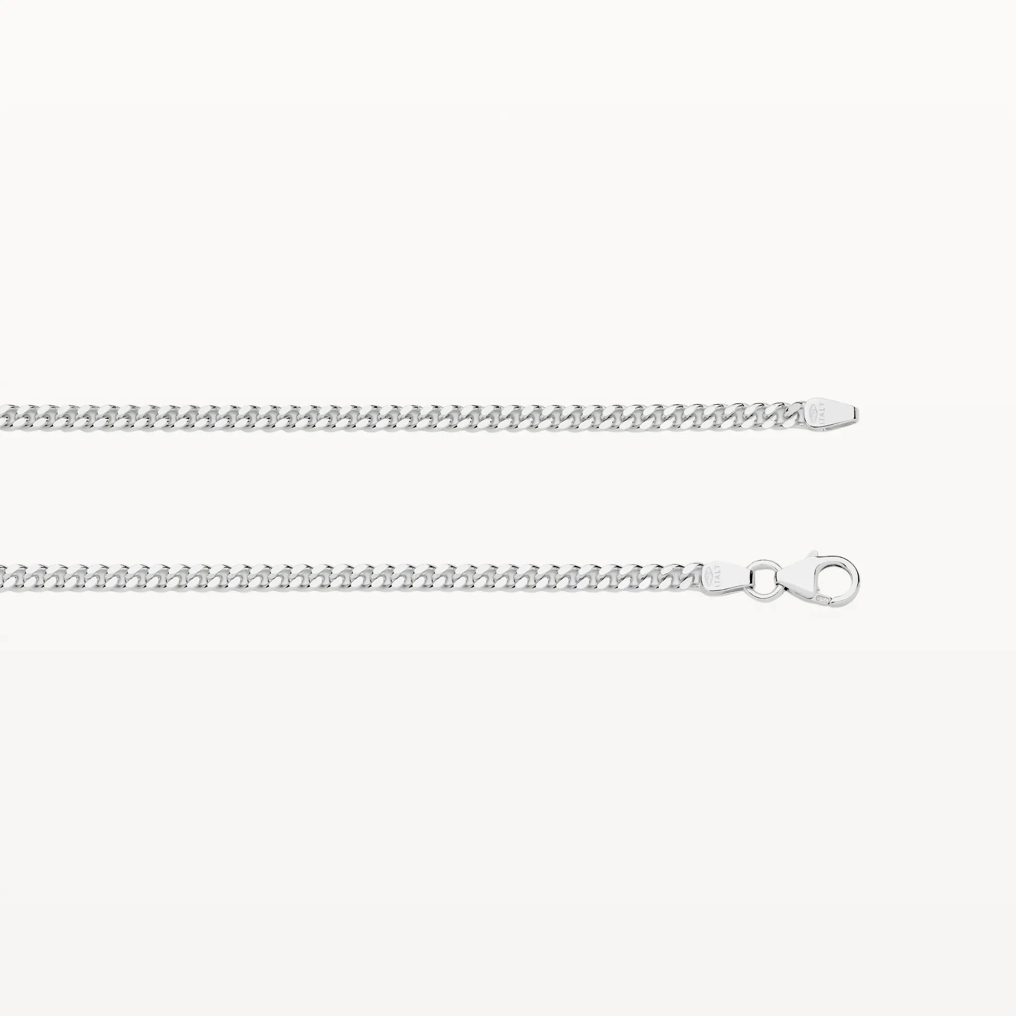White Gold Diamond Cut Curb Chain (2.8mm) - Eden & Co